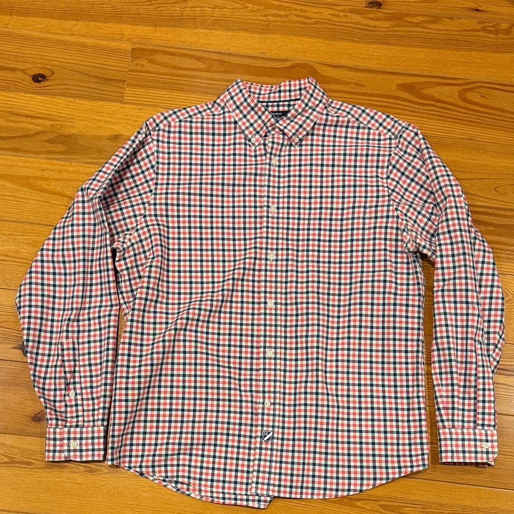 Daniel Cremieux Dark Pink & Blue Checked Button-Down Cotton Shirt Large